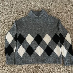 Men's Gray Argyle Sweater
